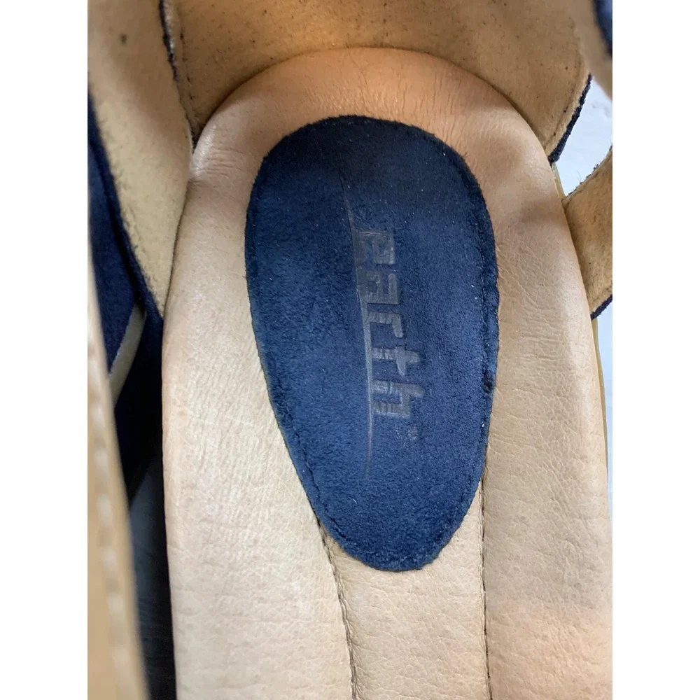Earth Cheverly Women's Blue Suede Pleated Wedge Sandals 11 W Comfort Shoes